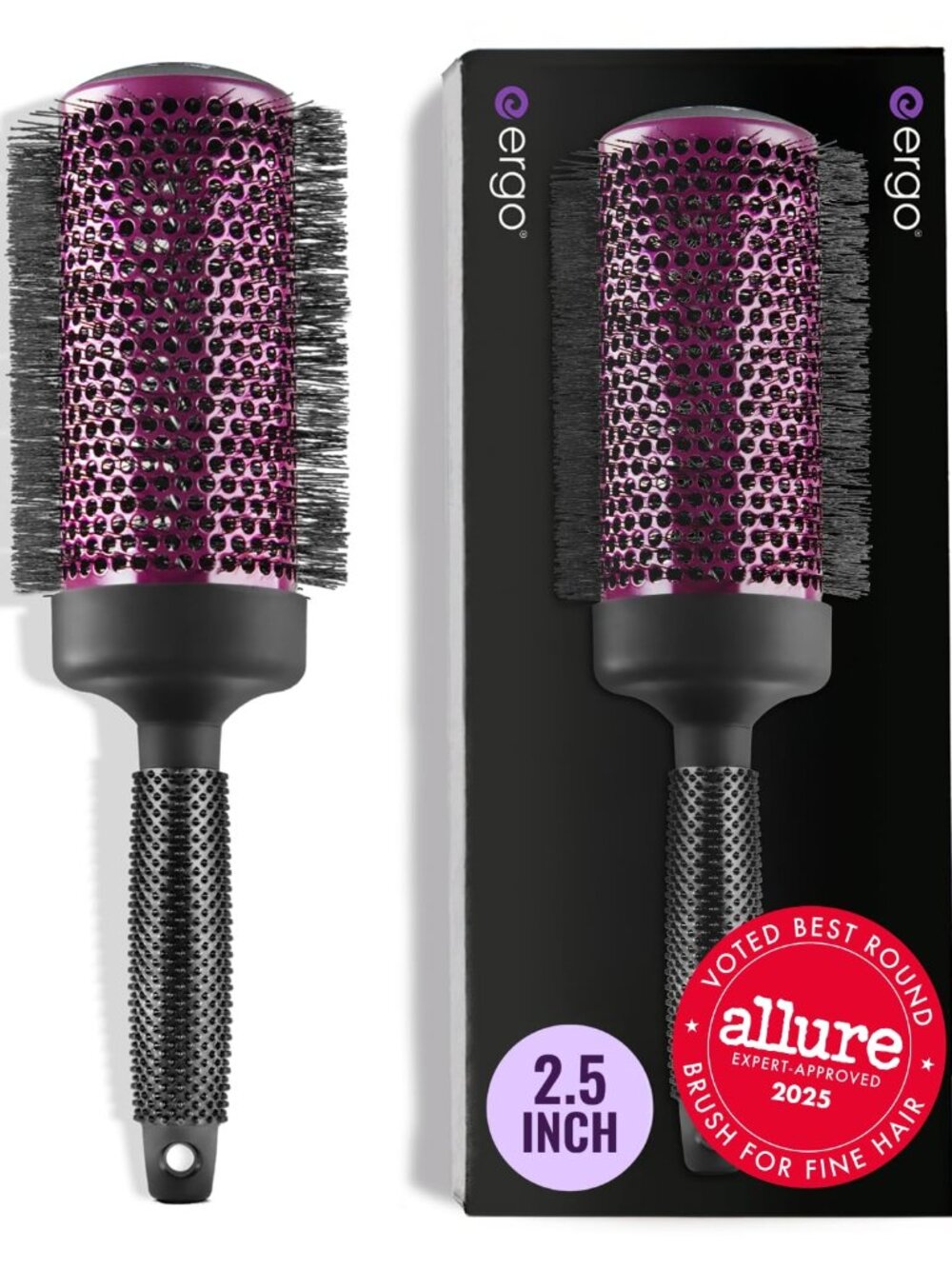 ERGO Super Gentle Round Brush for Blow Out - Salon Quality Hair Styling 4 Women